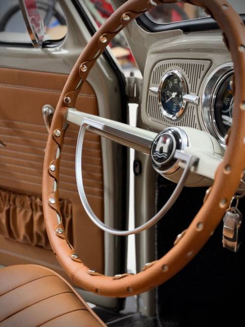 Leather Steering wheel Cover Cognac VW Type 1 Bug (1961-1973)