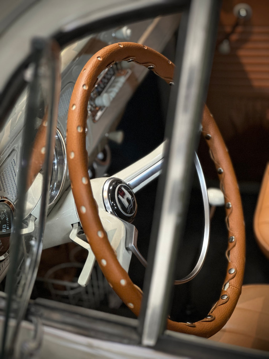 VW (1961-1973) Leather Steering wheel Cover Cognac