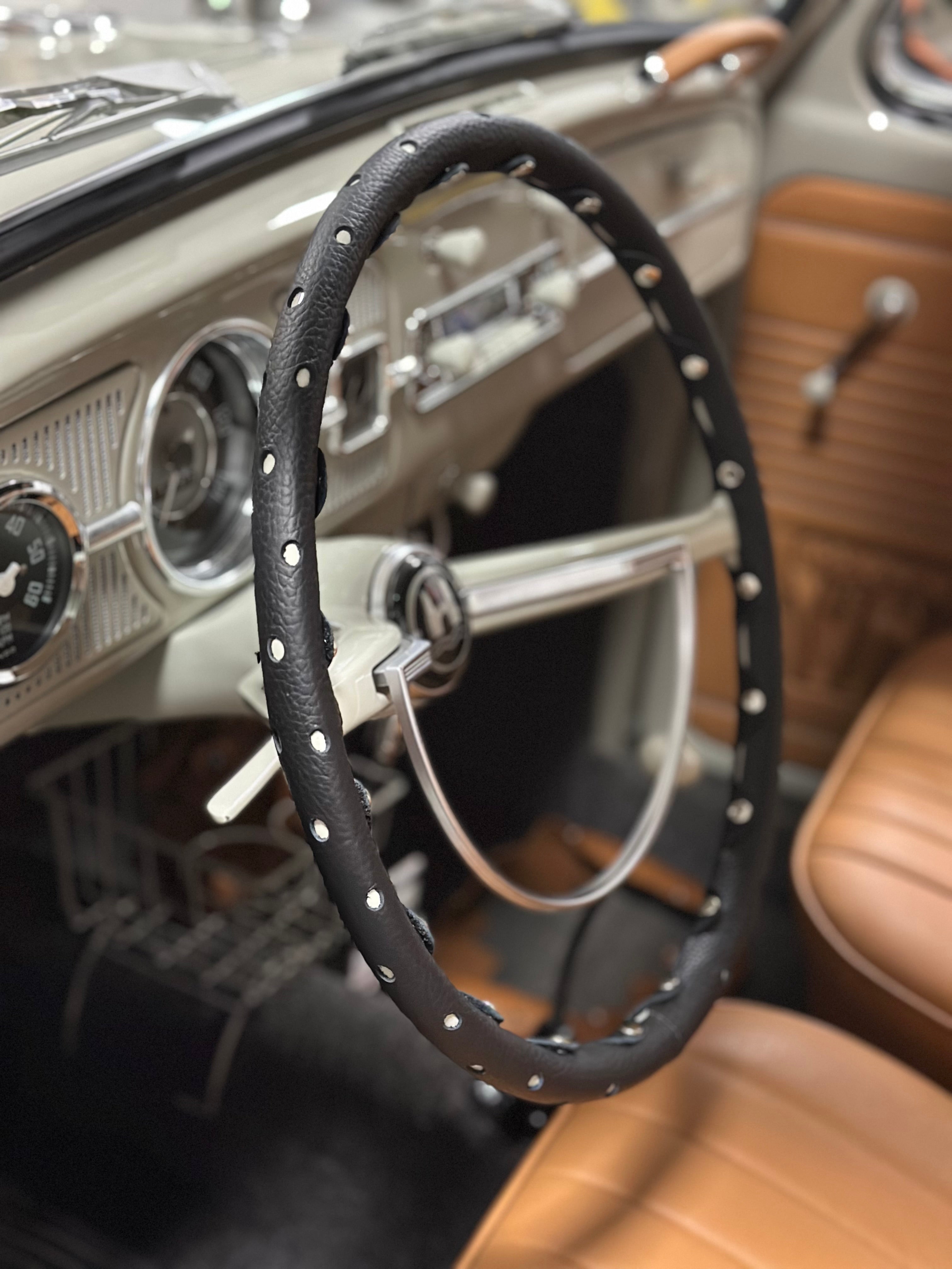 VW (1961-1973) Leather Steering Wheel Cover Black