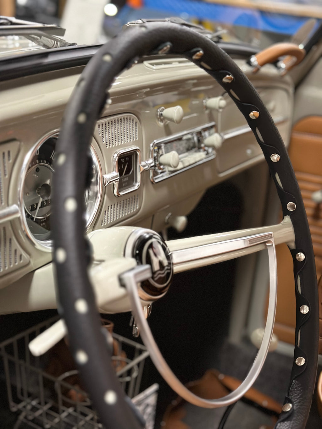 VW (1961-1973) Leather Steering Wheel Cover Black